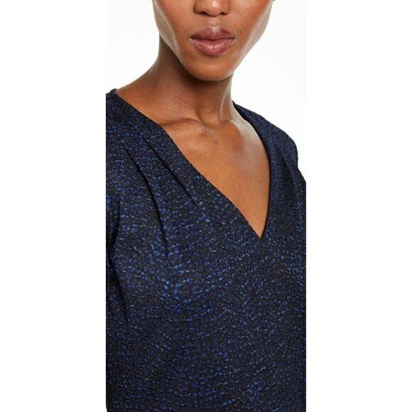 Michael Kors NWT Blue/Black V-Neck Blouse Top XS‎ - Picture 3 of 8